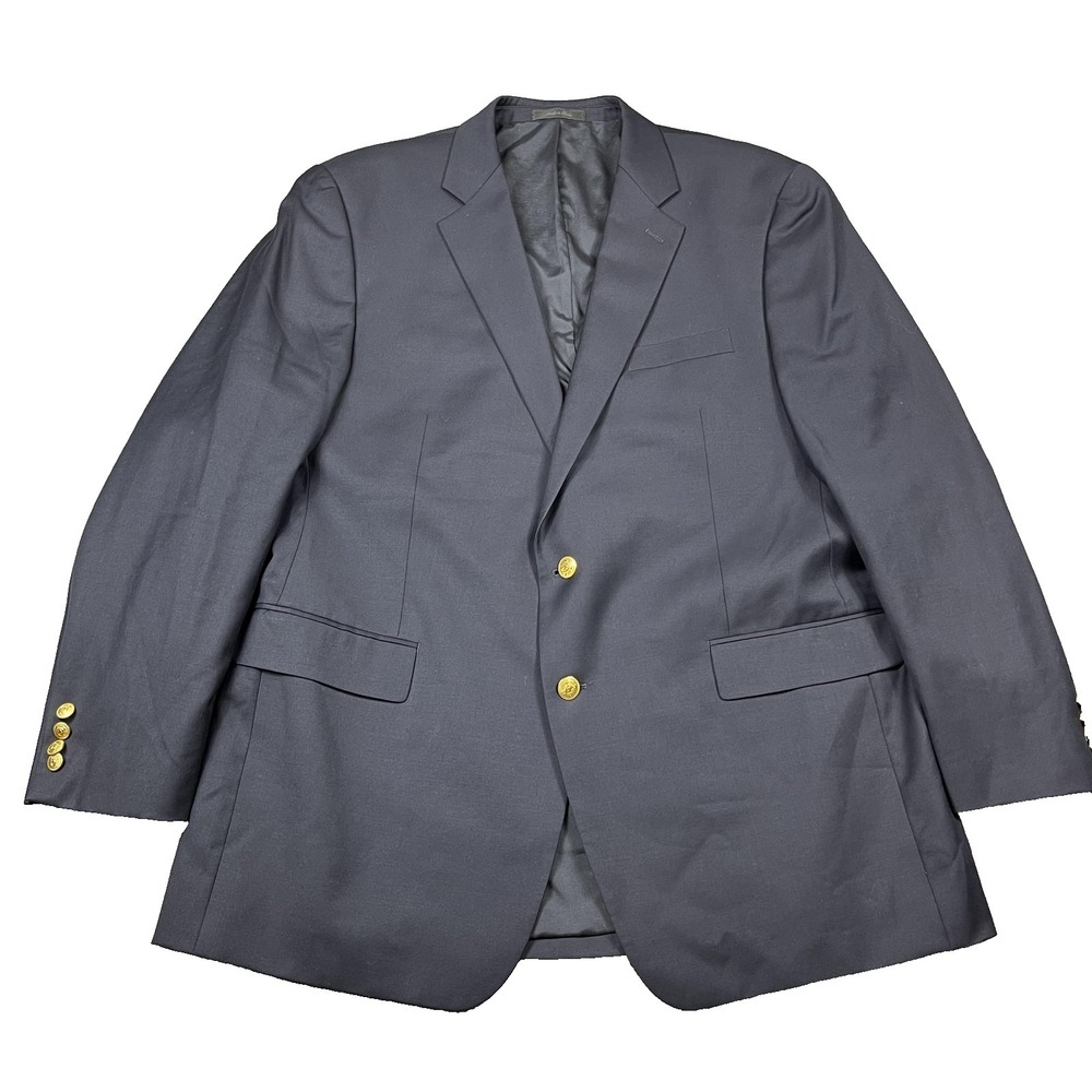 Lauren Ralph Lauren Blazer Mens 46L Wool‎ Two Button Gold Buttons Suit Jacket
